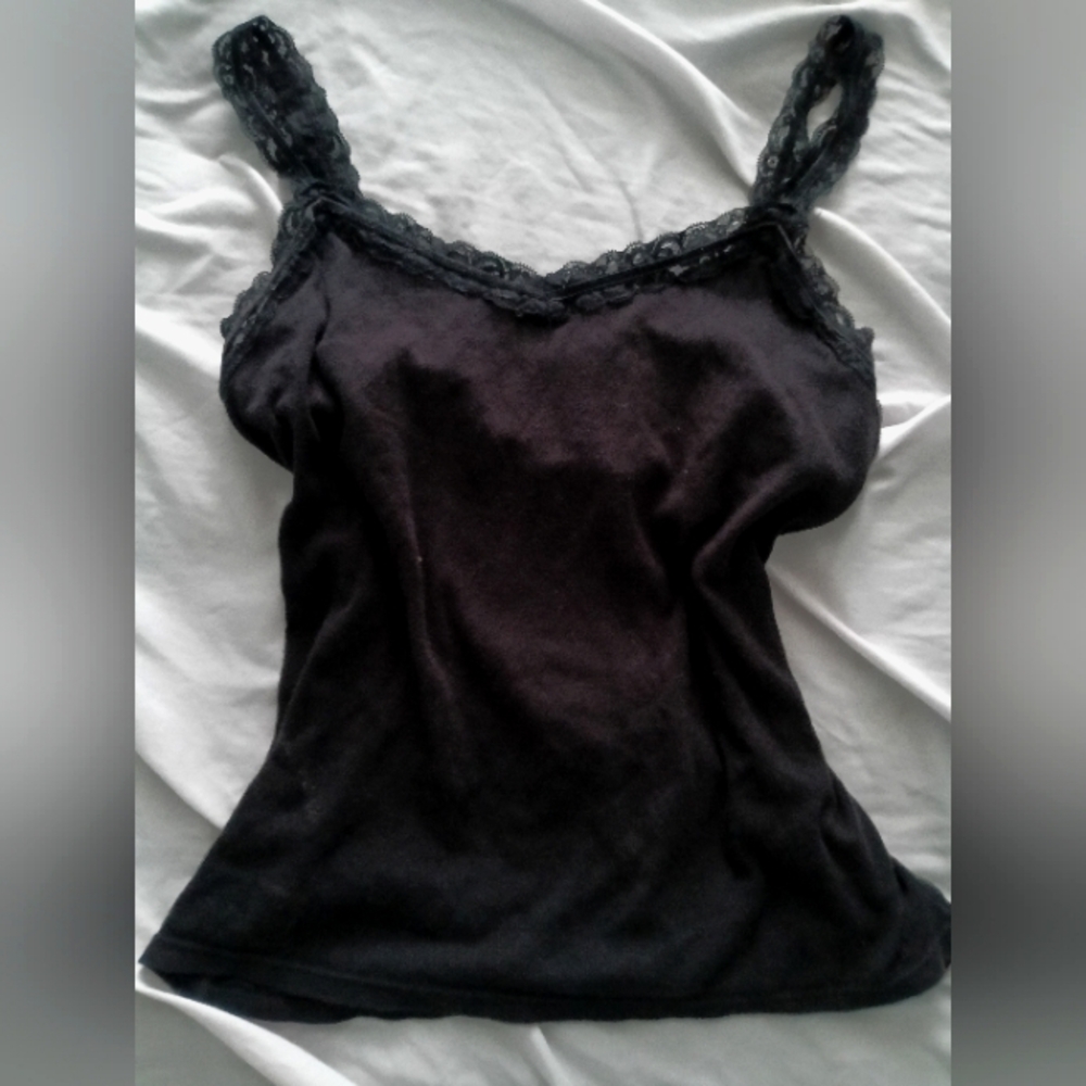 Elegant Black Lace Trim Women's Top